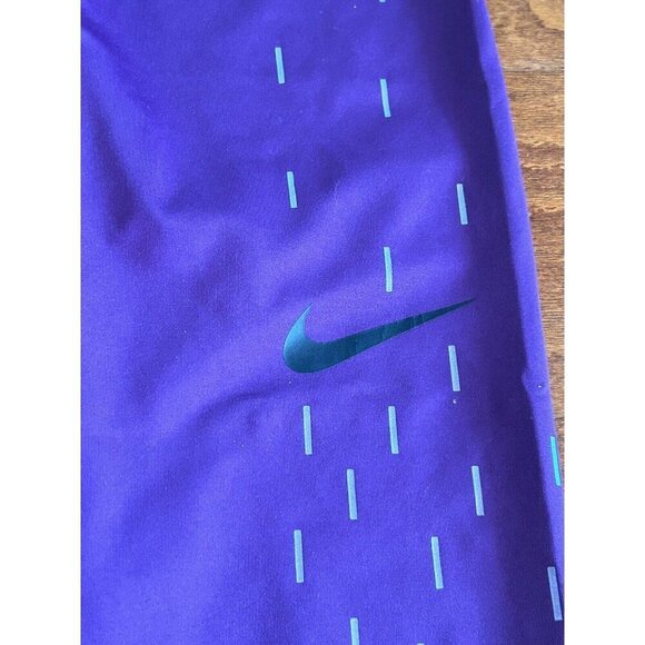 Nike Pro Leggings Womens M Purple Linear Rain Print Reflective Crop Stretch - Picture 2 of 6